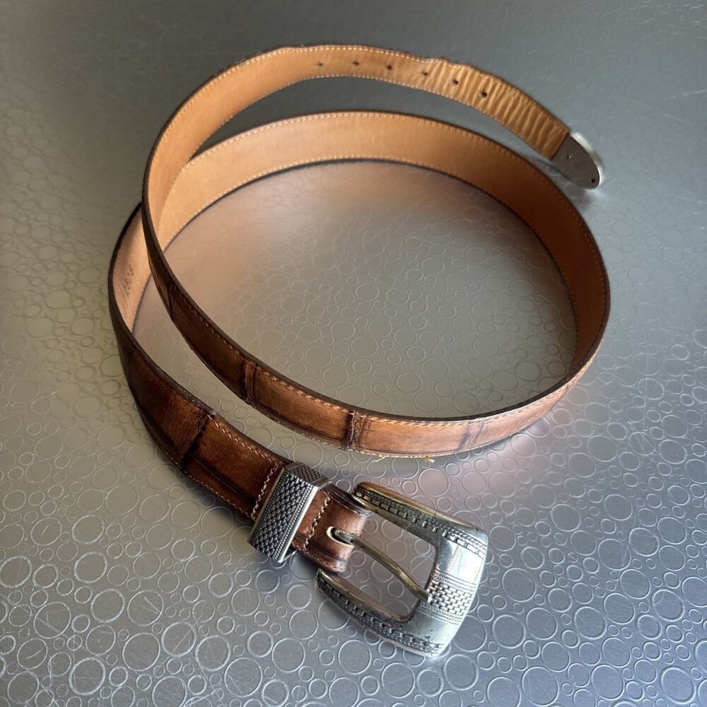 Vintage 1993 Onyx by Brighton Croc Embossed Leather Ranger Belt 12506 - Size 40